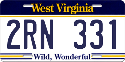 WV license plate 2RN331