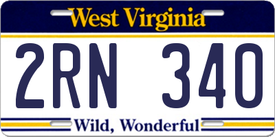 WV license plate 2RN340
