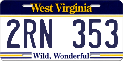 WV license plate 2RN353
