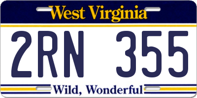 WV license plate 2RN355