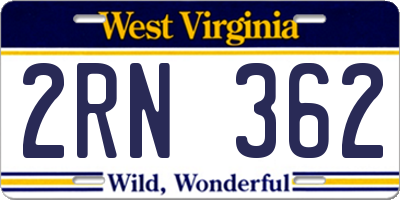 WV license plate 2RN362