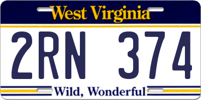 WV license plate 2RN374