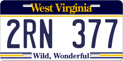 WV license plate 2RN377