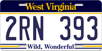 WV license plate 2RN393
