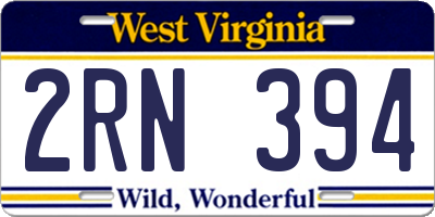 WV license plate 2RN394