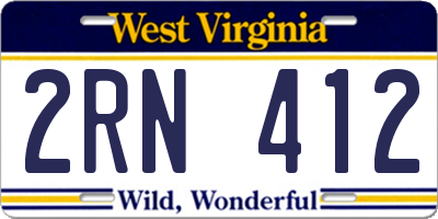WV license plate 2RN412