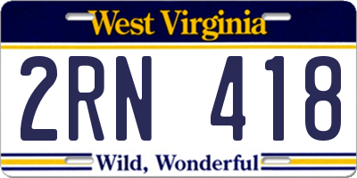 WV license plate 2RN418