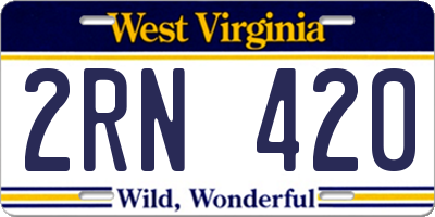 WV license plate 2RN420