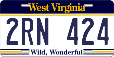 WV license plate 2RN424