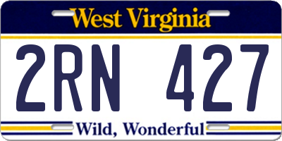 WV license plate 2RN427