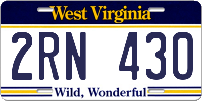 WV license plate 2RN430