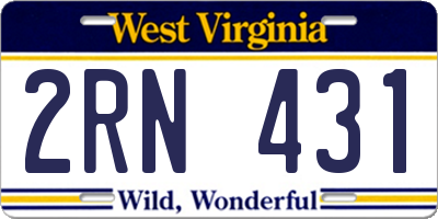 WV license plate 2RN431