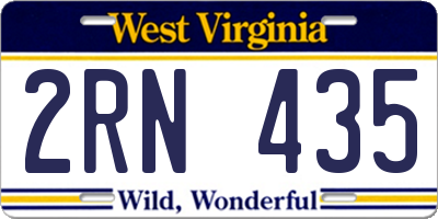 WV license plate 2RN435