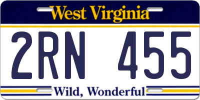 WV license plate 2RN455