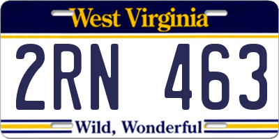 WV license plate 2RN463