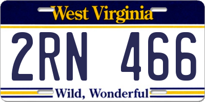WV license plate 2RN466