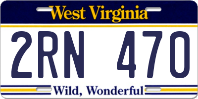 WV license plate 2RN470
