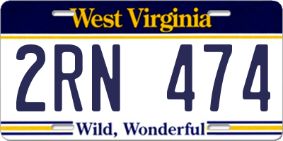 WV license plate 2RN474