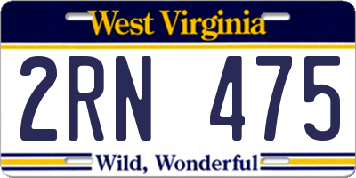 WV license plate 2RN475