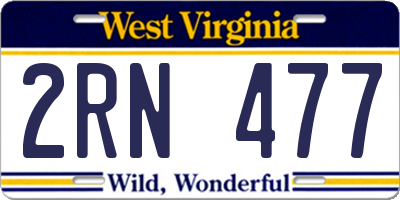 WV license plate 2RN477