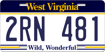 WV license plate 2RN481
