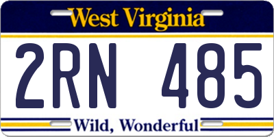 WV license plate 2RN485