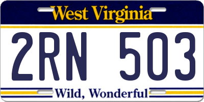 WV license plate 2RN503