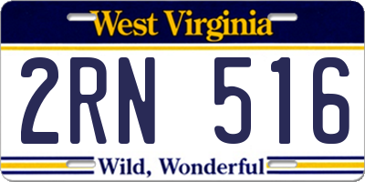 WV license plate 2RN516