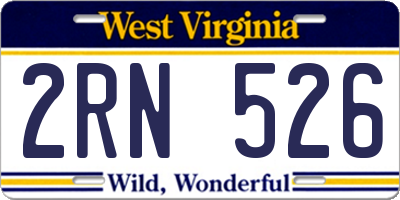 WV license plate 2RN526