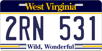 WV license plate 2RN531