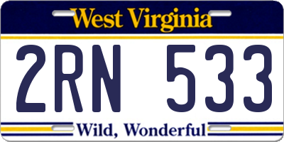 WV license plate 2RN533