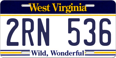 WV license plate 2RN536