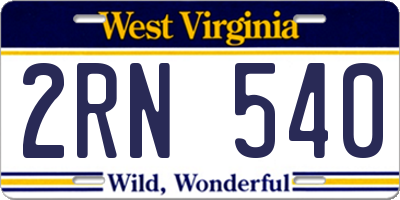 WV license plate 2RN540