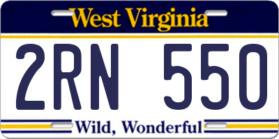 WV license plate 2RN550