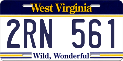 WV license plate 2RN561