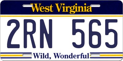 WV license plate 2RN565