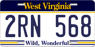 WV license plate 2RN568
