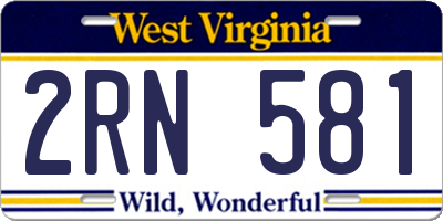 WV license plate 2RN581