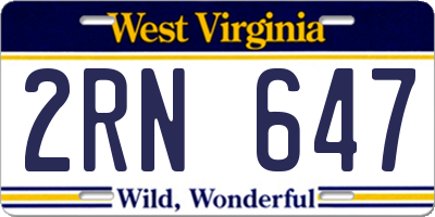 WV license plate 2RN647