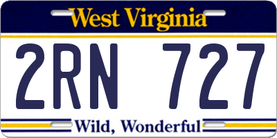 WV license plate 2RN727