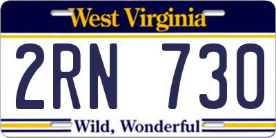 WV license plate 2RN730