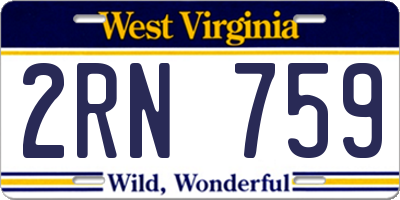 WV license plate 2RN759