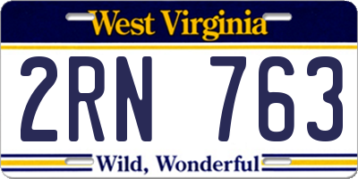 WV license plate 2RN763