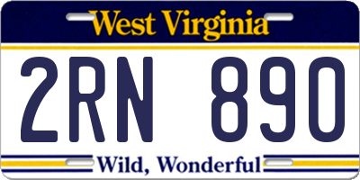 WV license plate 2RN890