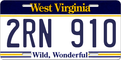WV license plate 2RN910