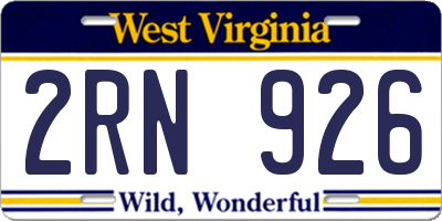 WV license plate 2RN926