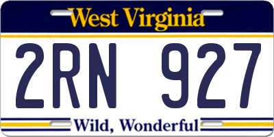 WV license plate 2RN927