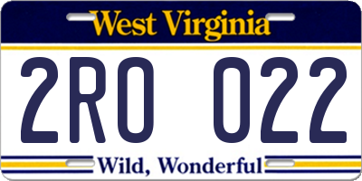 WV license plate 2RO022