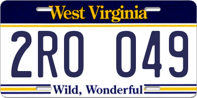 WV license plate 2RO049