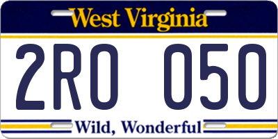 WV license plate 2RO050